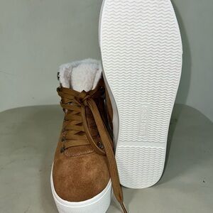 Marc Fisher Tan Faux Suede Sherpa Lined Hiking Boots